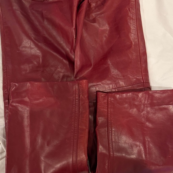 Earl Jeans Women's Red Flare Leather Pants - Picture 13 of 13
